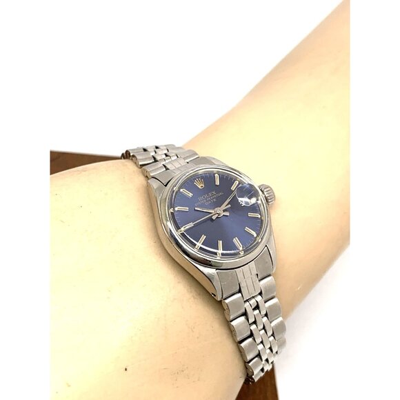 Rolex Women's Watch 6517 Oyster Perpetual Date Blue Dial Swiss Automatic 25mm - Picture 5 of 13